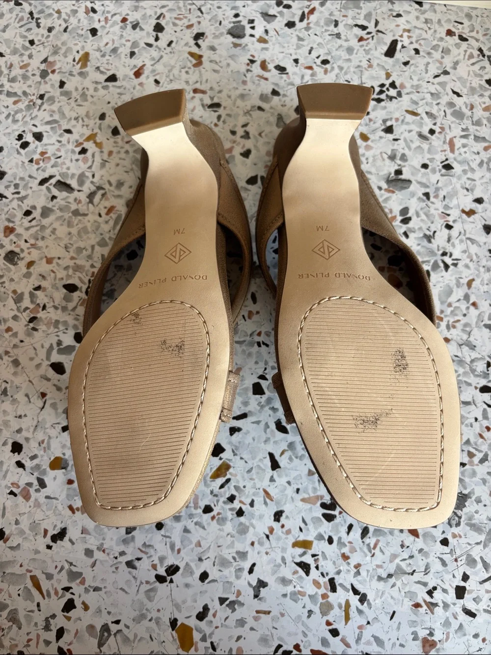 Donald J. Pliner Gold Metallic Crossover Slide Heels